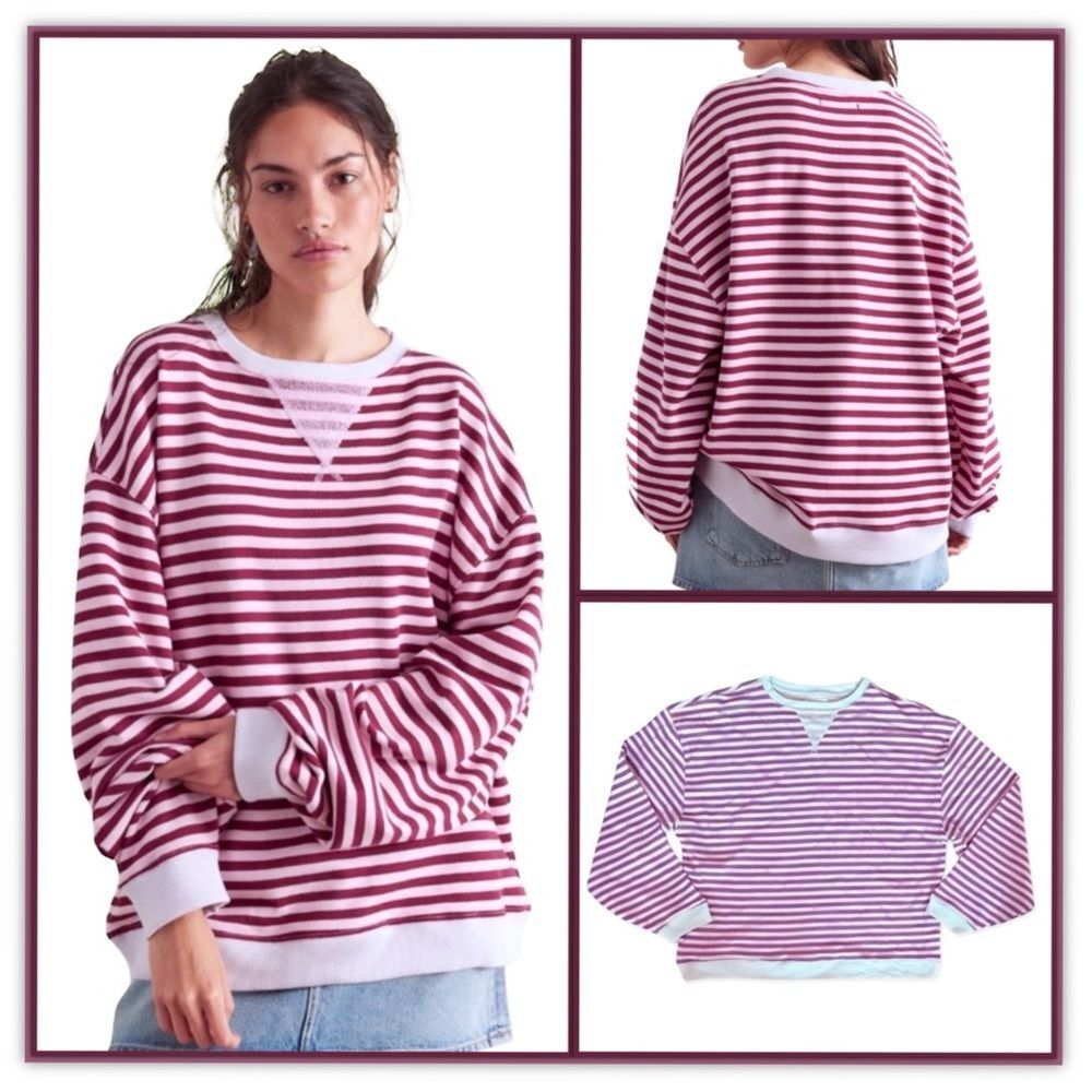 Free People We The Free Classic Striped Crewneck Sweatshirt - Picture 3 of 12